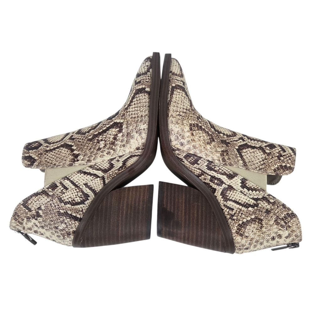 Vince Camuto Gradina Leather Ankle Boots Womens 7 Python Snake Print Block Heel - Picture 6 of 12